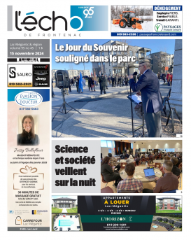 Volume 95 no 45 - 15 novembre 2024 : L'Écho de Frontenac : Journal en ligne