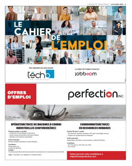 Volume 97 no 16 - 24 avril 2026 - Emploi : L'Écho de Frontenac : Journal en ligne