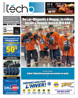 Volume 97 no 37 - 25 septembre 2026 : L'Écho de Frontenac : Journal en ligne