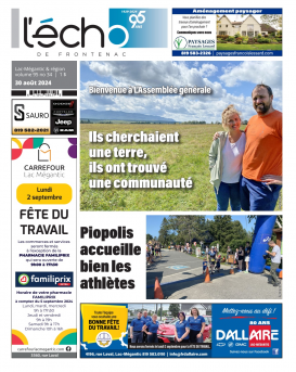 Volume 95 no 34 - 30 aout 2024 : L'Écho de Frontenac : Journal en ligne