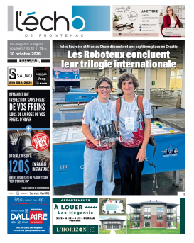 Volume 97 no 42 - 30 octobre 2026 : L'Écho de Frontenac : Journal en ligne