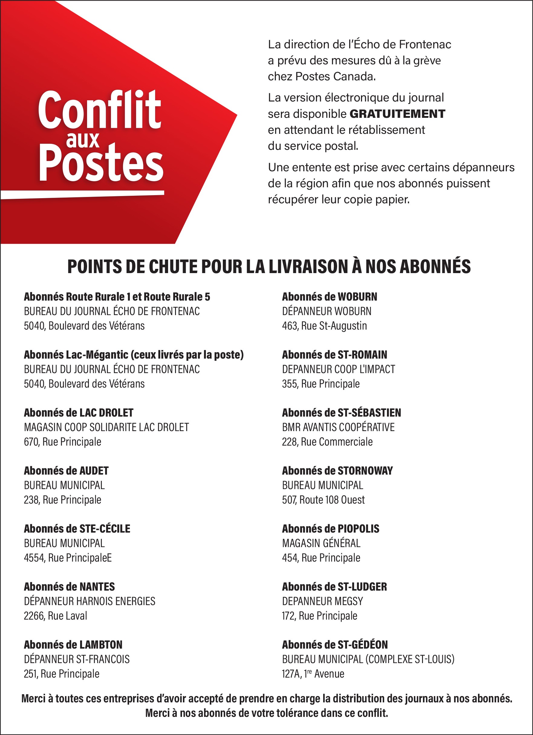 Conflit aux Postes